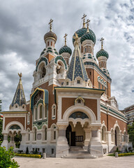 Fototapeta na wymiar cathédrale orthodoxe russe de Nice - Russian Orthodox Cathedral of Nice