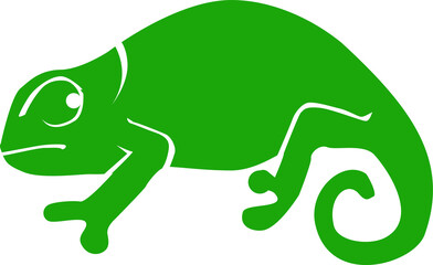 simplified green chamelion flat vector illustration