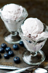 Blueberry ice cream with fresh blueberries