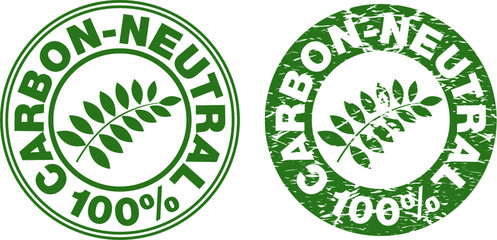 Carbon Neutral 100% Icon Stamp Sign Symbol Green Color; Environment Safe Concept Design
