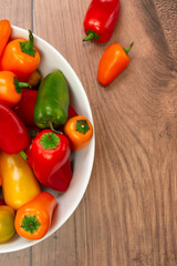 Fresh chili peppers in a bowl
