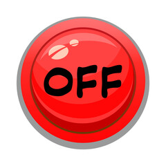Red button. Vector icons. For applications, sites. Round shape. Off