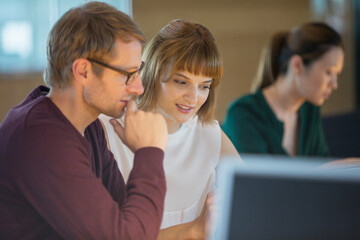 Fototapeta premium Business people working late in office