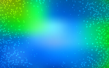 Light Blue, Green vector background with galaxy stars.