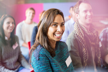 Enthusiastic woman in audience