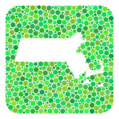 Map of Massachusetts State mosaic created with rounded rectangle and cut out shape. Vector map of Massachusetts State mosaic of spheric dots in variable sizes and green color tones.
