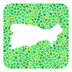Map of Capri Island mosaic formed with rounded rectangle and hole. Vector map of Capri Island mosaic of spheric dots in various sizes and green shades.