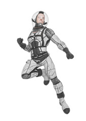 Fototapeta na wymiar retro space astronaut is doing a powerful comic pose