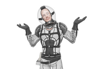 retro space astronaut is doing a say what pose meme