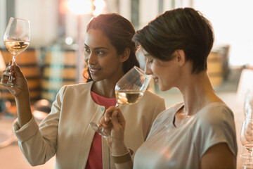 Women wine tasting at winery