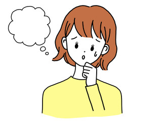 不安を抱える若い女性 吹き出し