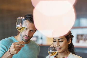 Couple wine tasting