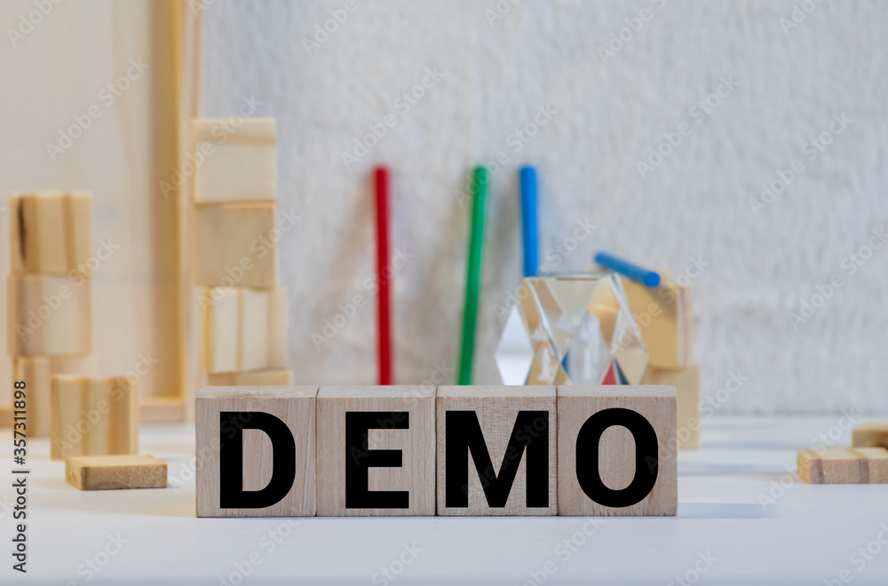 Poster demo word made with building blocks