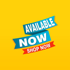 Available now label, badge, seal or burst flat vector icon for apps and websites