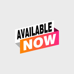 Available now label, badge, seal or burst flat vector icon for apps and websites