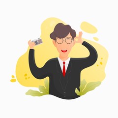 businessman hiring new worker simple flat illutration