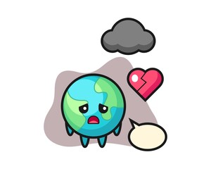 Earth cartoon broken heart