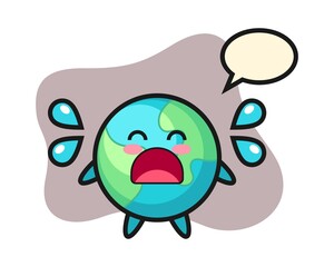 Earth cartoon crying