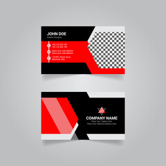 Modern creative and corporate business card template vector red and black with gray color.