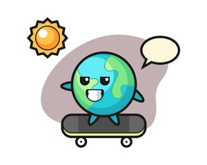 Earth cartoon skateboarding