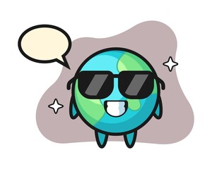 Earth cartoon with cool gesture