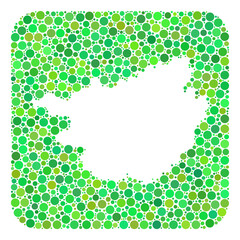 Map of Guangxi Zhuang Region mosaic created with rounded rectangle and hole. Vector map of Guangxi Zhuang Region mosaic of filled circles in various sizes and green shades.
