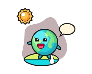 Earth cartoon do surfing