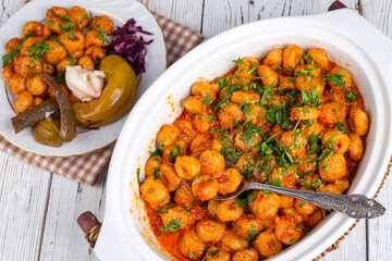 Traditional Delicious Turkish foods; bulgur garlic kofte (sarimsakli kofte)