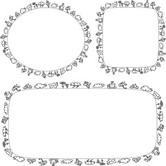 vector drawing cartoon birthday border frame