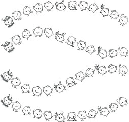 vector drawing cartoon chick border frame