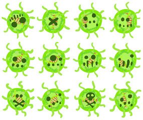 Virus Ball Cartoon Design Element Set