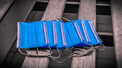 A set of 3ply blue color mask bought from a shop due to deficiency.