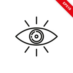 Vector illustration of a eye vision in line icon style.