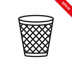 Vector illustration of trash bin in line icon style