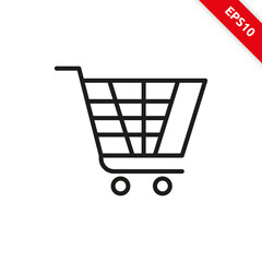 Vector illustration of soppin cart or trolley in line icon style