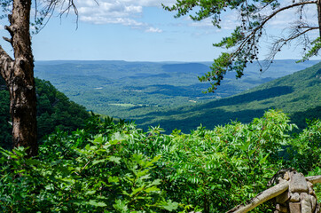 mountain landscape with trees and clouds