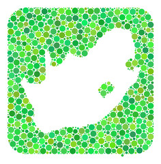 Map of South African Republic collage designed with rounded rectangle and stencil. Vector map of South African Republic collage of round items in various sizes and green color tints.