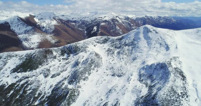 aerial view and moving shot of beautiful landscape of mountain range scenery shot of nature mountain ridge in Siguniang, Sichuan province, Western China