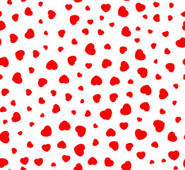 Red pink heart seamless pattern. Romantic limitless love background for wedding or valentine day. Flat cartoon cute sign Repeat ornament for paper wrap, fabri print wallpaper decor Vector illustration