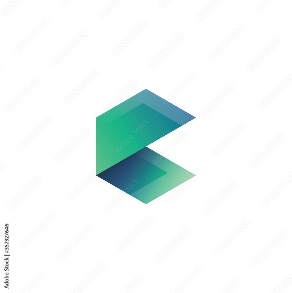 Aufkleber letter c hexagon with hexagonal logo gradient simple elegant flat design