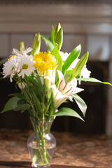 Spring bouquet of white Lilies and Daisies