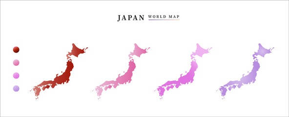 Illustration Vector of Japan map , white background (light color set : red, pink, purple )