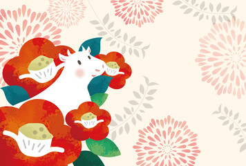 2021年　丑年　年賀状　テンプレート　素材