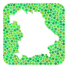 Map of Germany collage designed with rounded rectangle and stencil. Vector map of Germany collage of dots in variable sizes and green color hues. Designed for political and abstract propaganda.