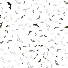 Dark Green, Yellow vector seamless pattern with sea dolphins.