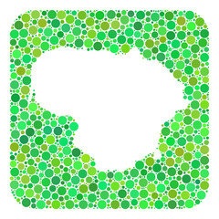 Map of Lithuania collage created with rounded rectangle and carved shape. Vector map of Lithuania collage of spheric dots in variable sizes and green shades.