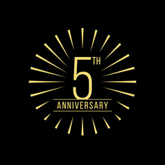 Fototapeta premium 5 Years Anniversary Celebration with Firework Logo Design Template On Black Background