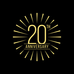 Fototapeta premium 20 Years Anniversary Celebration with Firework Logo Design Template On Black Background