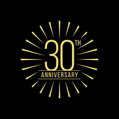 30 Years Anniversary Celebration with Firework Logo Design Template On Black Background