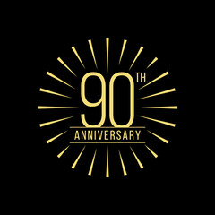 90 Years Anniversary Celebration with Firework Logo Design Template On Black Background